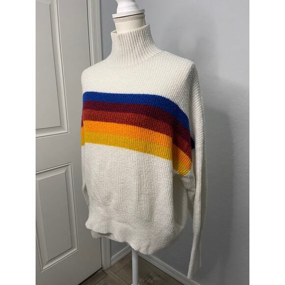 Express Rainbow Stripe Mock Turtleneck - Picture 1 of 8